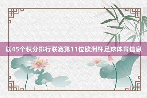 以45个积分排行联赛第11位欧洲杯足球体育信息