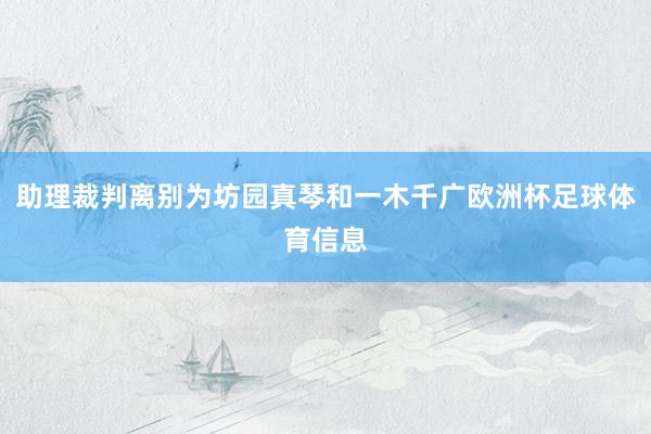 助理裁判离别为坊园真琴和一木千广欧洲杯足球体育信息