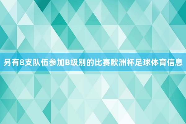 另有8支队伍参加B级别的比赛欧洲杯足球体育信息